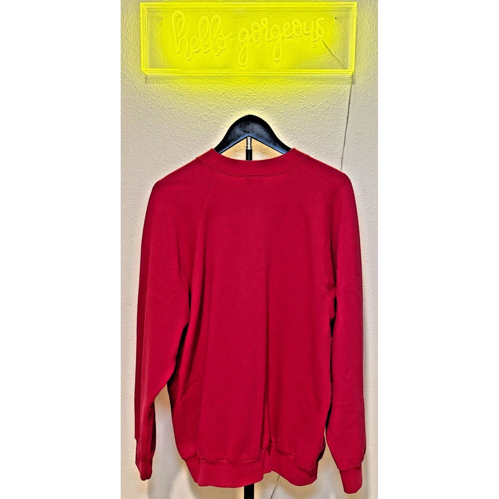 Fruit of the Loom Vintage 80s 90s Sweatshirt XL USA Blank Raspberry Red Crewneck
